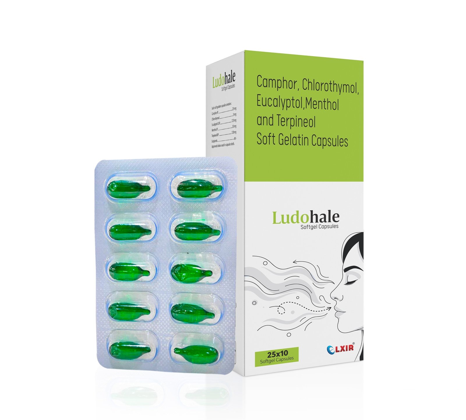 LUDOHALE  Softgel / Softgelatin Capsule  - Camphor, Chlorothymol, Eucalyptol, Menthol & Terpineol