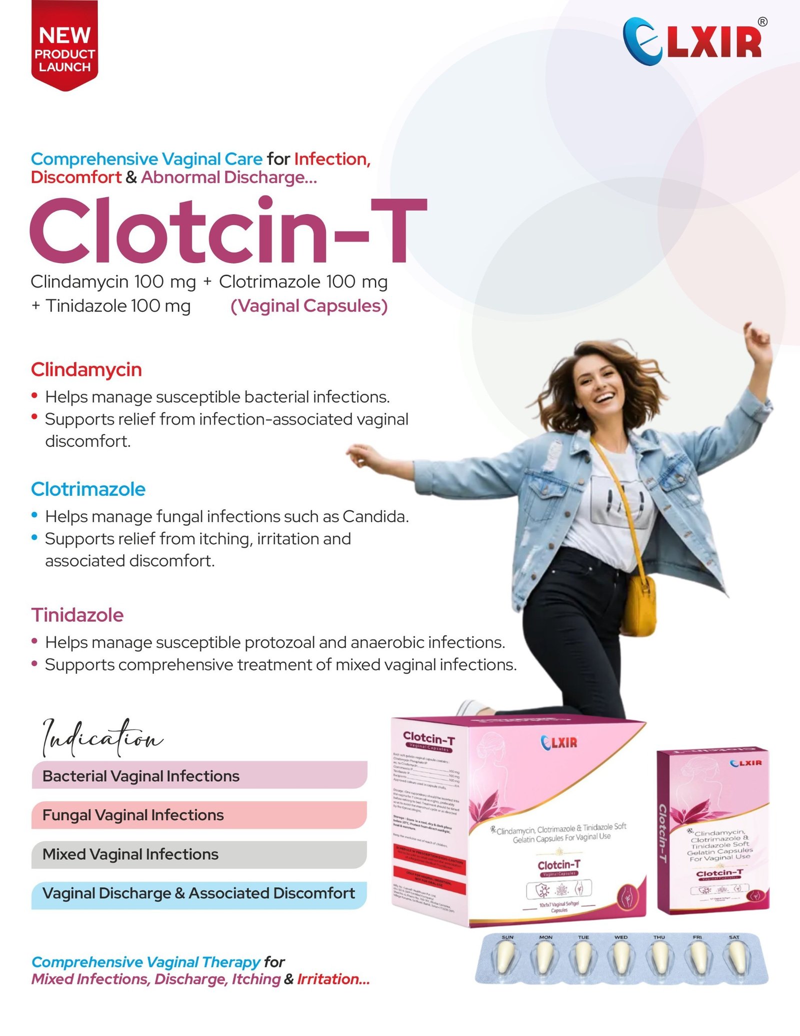 Clotcin-T lbl Clindamycin 100 mg + Clotrimazole 100 mg + Tinidazole 100 mg