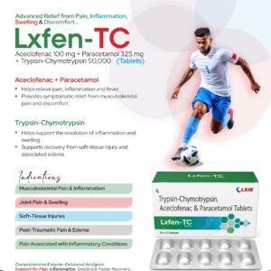 Aceclofenac 100 mg + Paracetamol 325 mg + Trypsin-Chymotrypsin 50,000